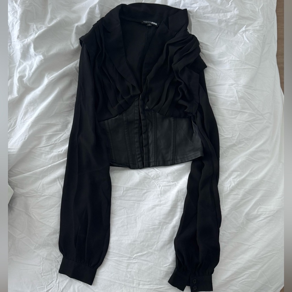 SOLD black corset long sleeve blazer